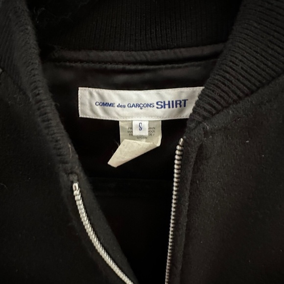 Comme Des Garcons Shirt Faux Leather Sleeves  Bomber Jacket size S - Picture 8 of 11